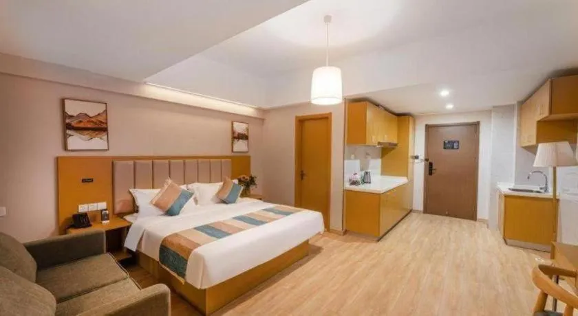 Bed in VX Hotel Wuxi Xinwu District Executive Center Wanda Plaza