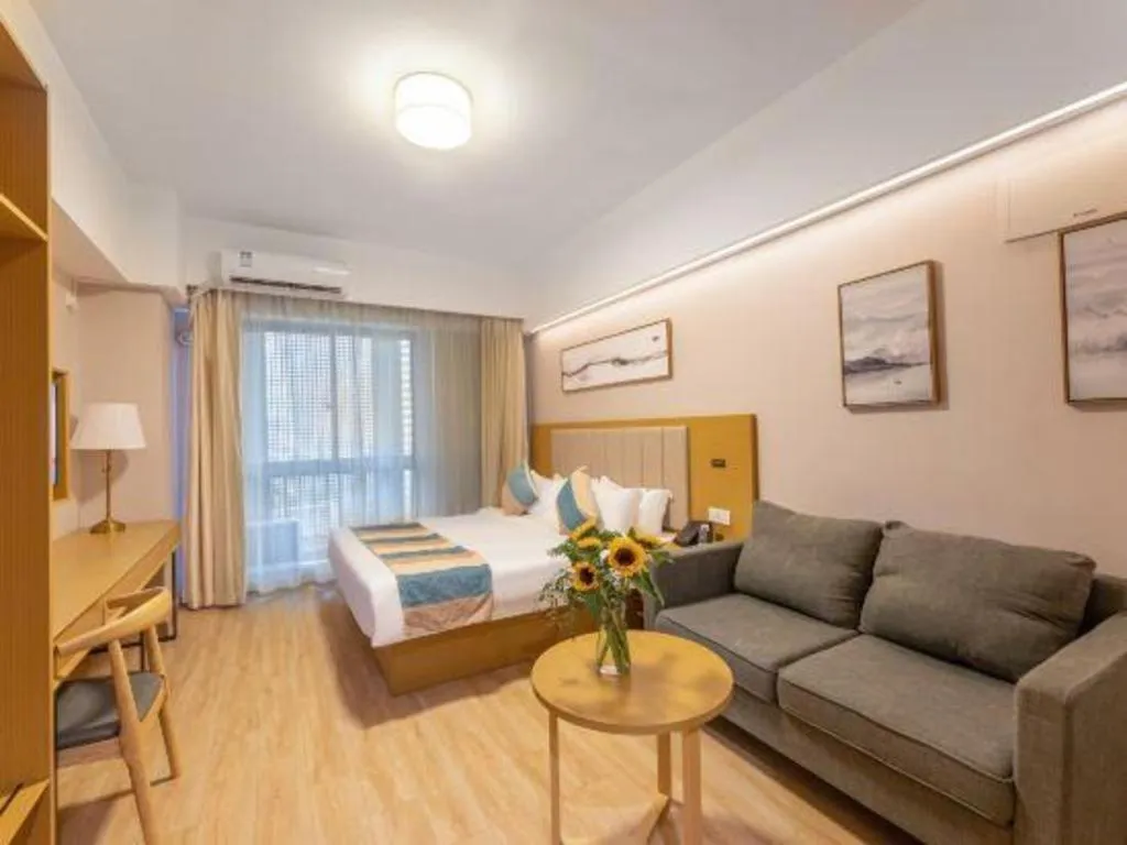 Bed in VX Hotel Wuxi Xinwu District Executive Center Wanda Plaza