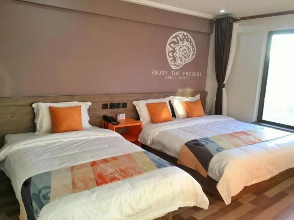 Bed in Shell Hotel Beijing Miyun District Shuiku Yangguang