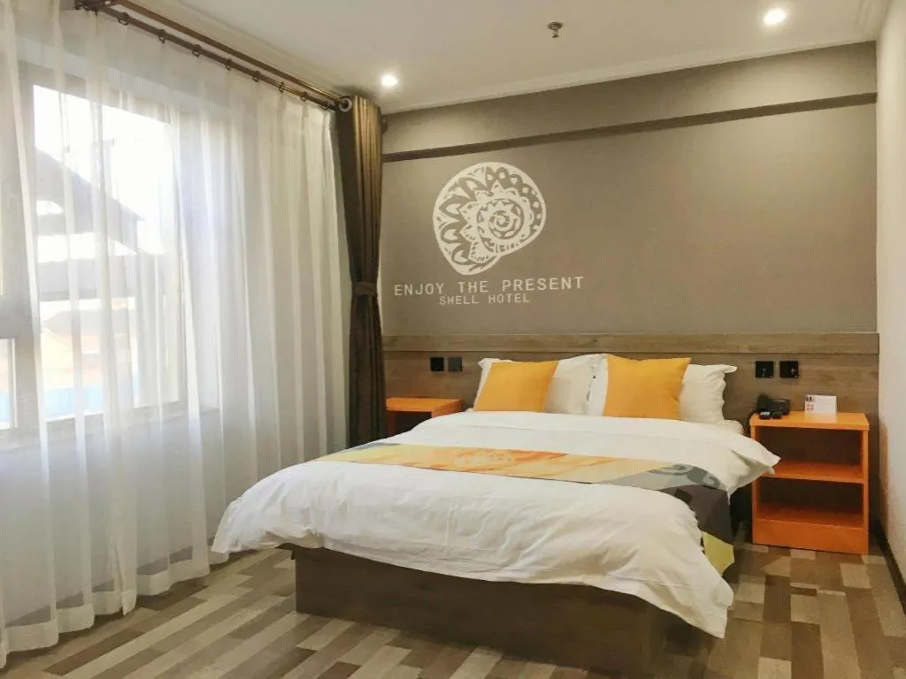 Bed in Shell Hotel Beijing Miyun District Shuiku Yangguang