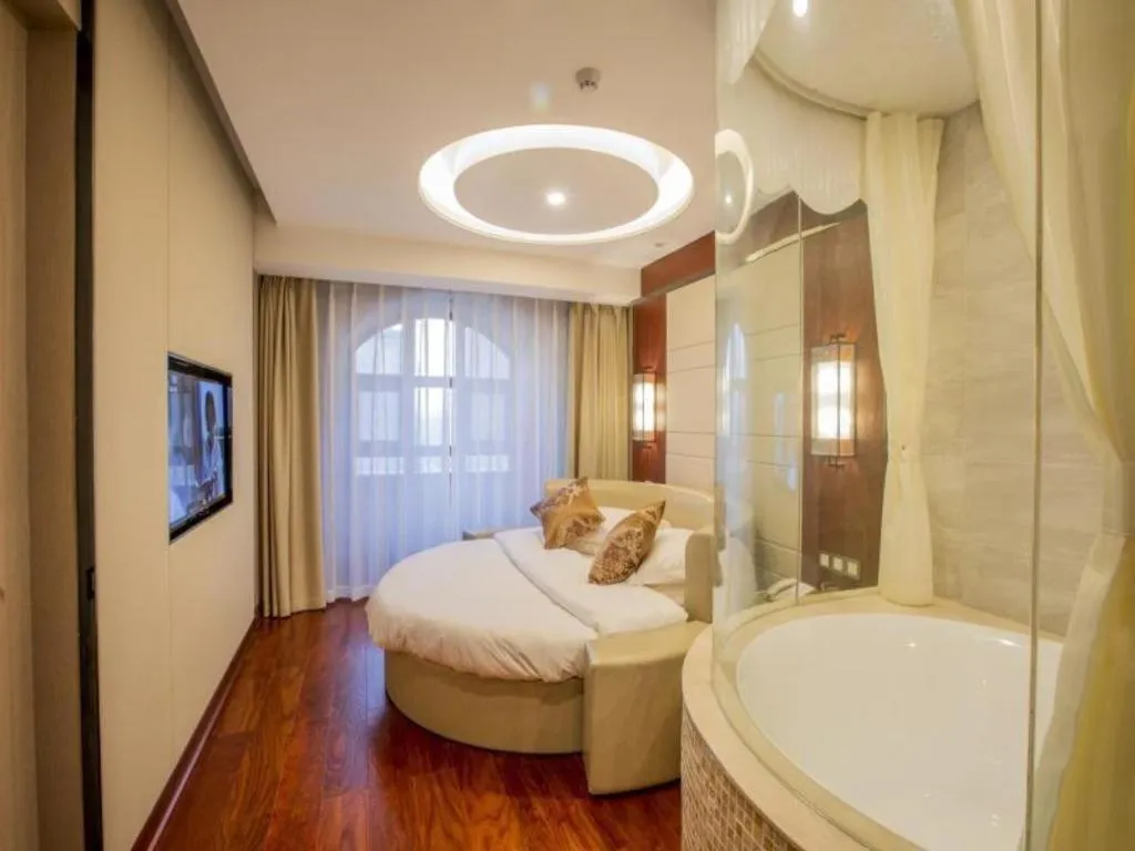 Bed in GreenTree Eastern Hotel Linyi Linshu County Aegean Sea