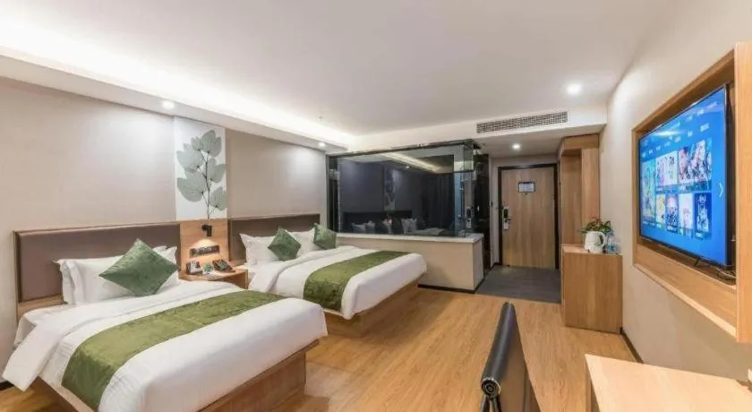 Bed in GreenTree Inn Express Zhangjiagang Hexing Town Shazhou Professional Institue of Technology