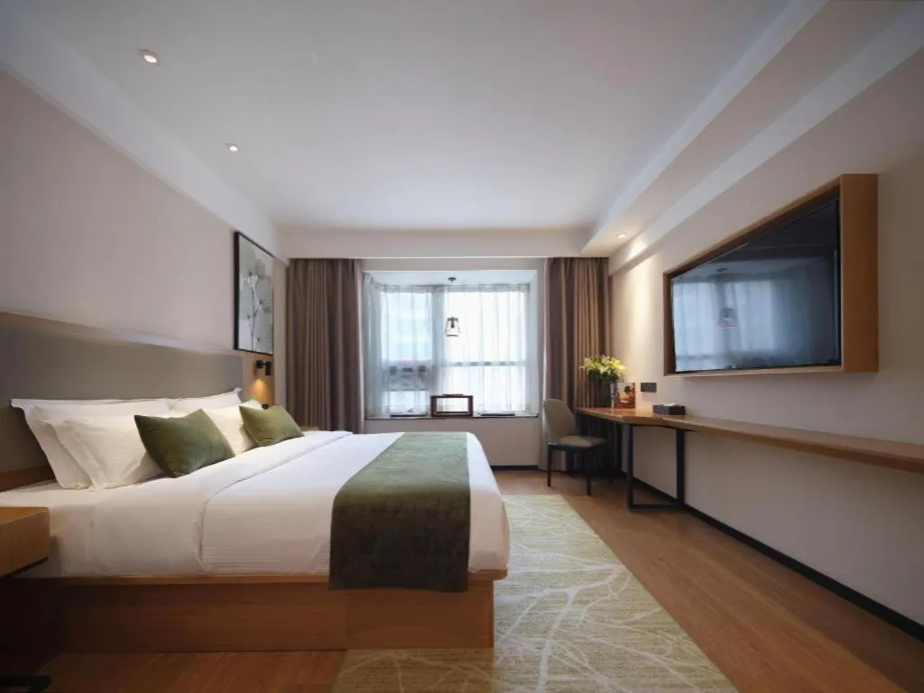 Bed in GreenTree Inn Luoyang Railway Station Wangfujing Wangcheng Park