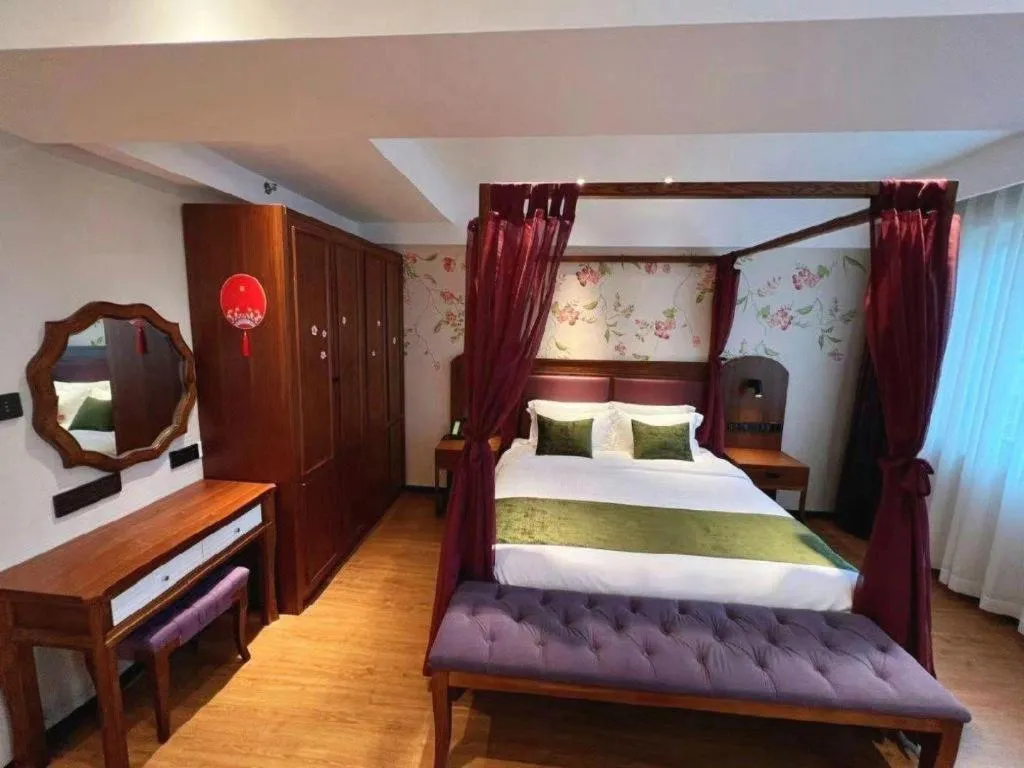 Bed in GreenTree Inn Luoyang Railway Station Wangfujing Wangcheng Park