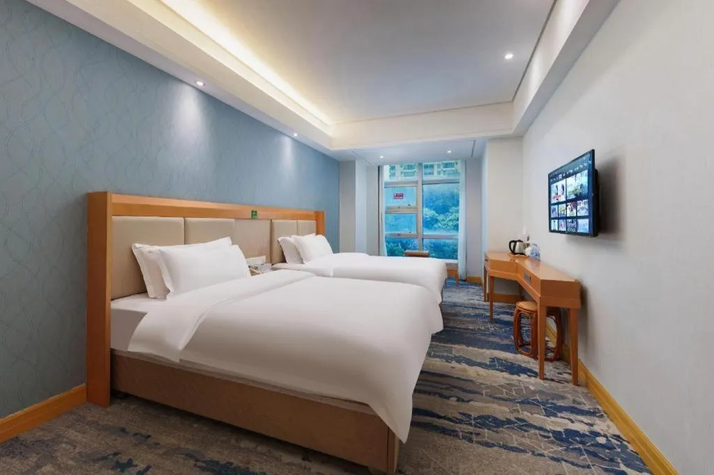 Bed in GreenTree Alliance Hotel Shenzhen Futian District Xiangmi Lake Xiangmei Mountain Metro Station