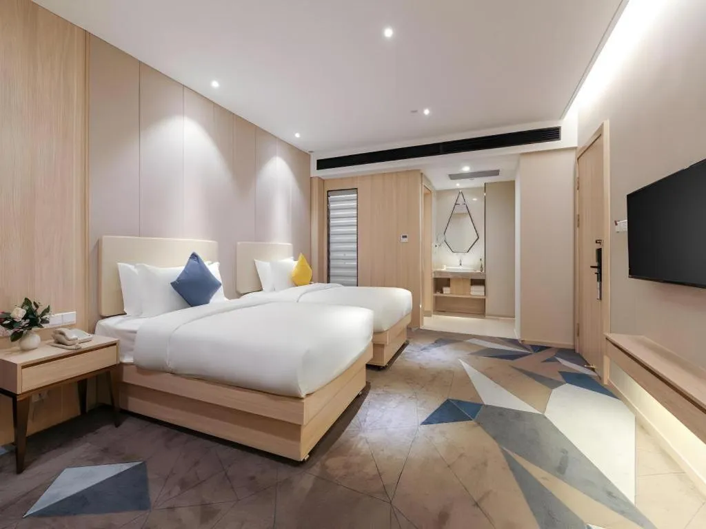 Bed in GreenTree Eastern Hotel Shenzhen Nanshan District Qianhai Free Trade Zone Lilin Metro Station