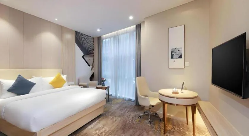 Bed in GreenTree Eastern Hotel Shenzhen Nanshan District Qianhai Free Trade Zone Lilin Metro Station