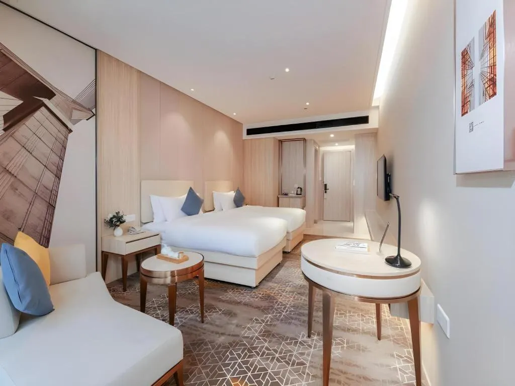 Bed in GreenTree Eastern Hotel Shenzhen Nanshan District Qianhai Free Trade Zone Lilin Metro Station