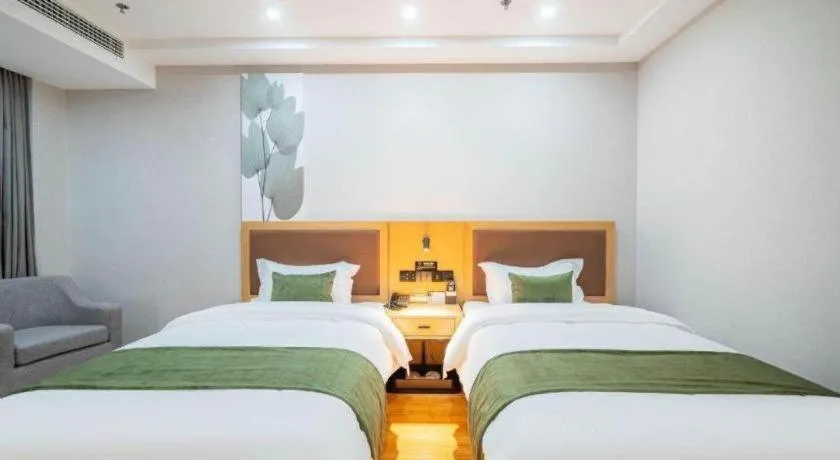 Bed in GreenTree Inn Jiangsu Huai'an Qiangjiangpu District Shuidukou Avenue