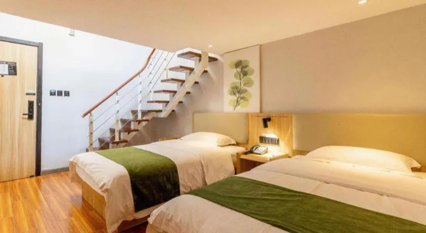 Bed in GreenTree Inn Express Beijing Dongcheng District Beixinqiao Metro Station Gui Street