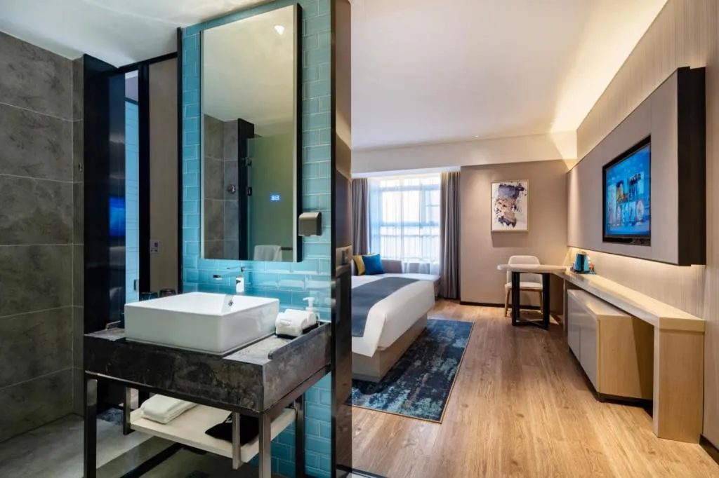 Bed in Echarm Hotel Suzhou Shengze Oriental Extile City