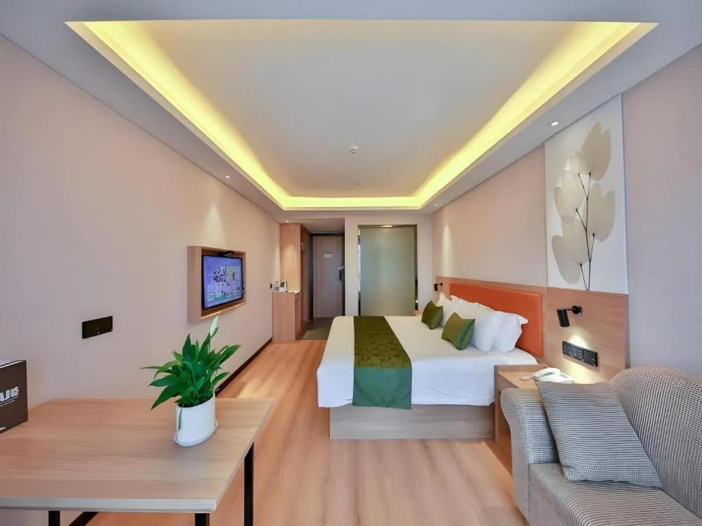 Bed in Green Tree Inn Express Zhejiang Zhoushan Xincheng Zheda