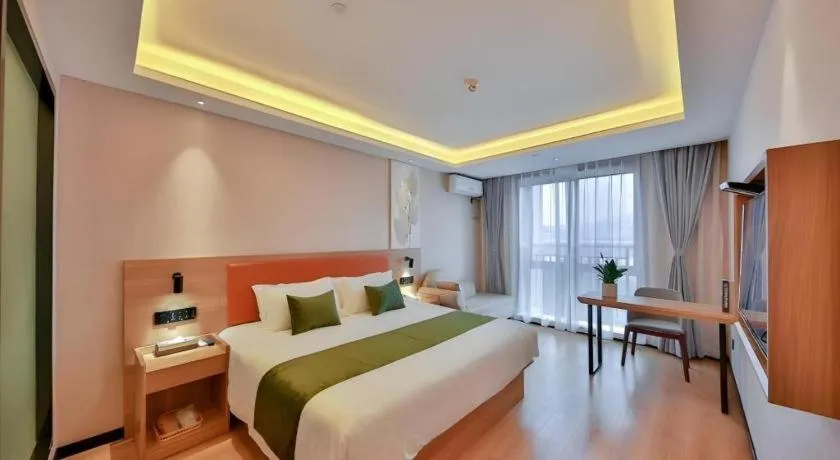 Bed in Green Tree Inn Express Zhejiang Zhoushan Xincheng Zheda