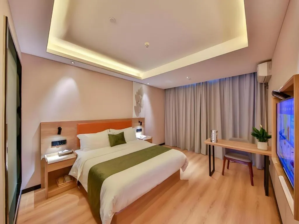 Bed in Green Tree Inn Express Zhejiang Zhoushan Xincheng Zheda