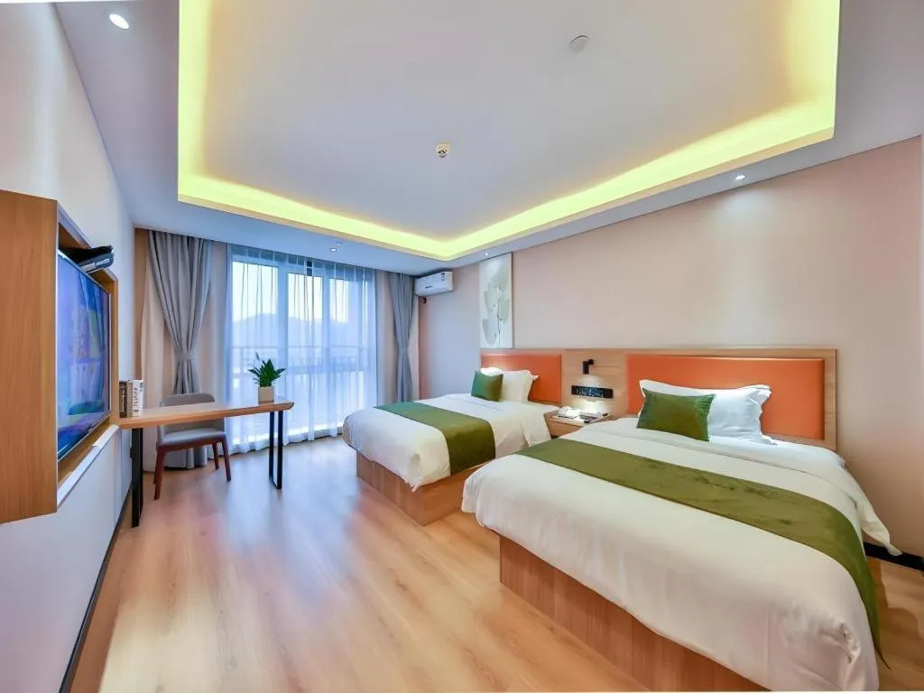 Bed in Green Tree Inn Express Zhejiang Zhoushan Xincheng Zheda