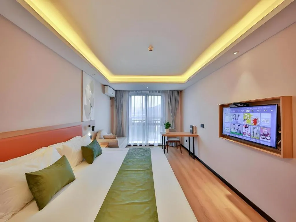 Bed in Green Tree Inn Express Zhejiang Zhoushan Xincheng Zheda
