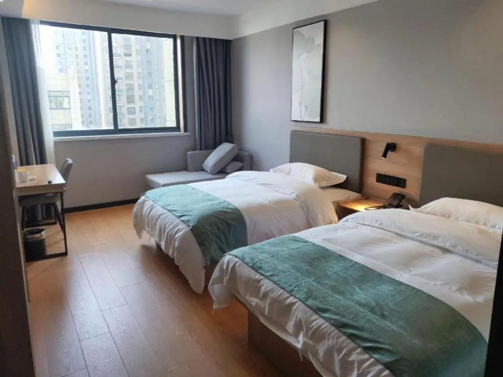 Bed in Green Tree Inn Anhui Hefei Binhu Zhuyuan Metro Station Dali Road