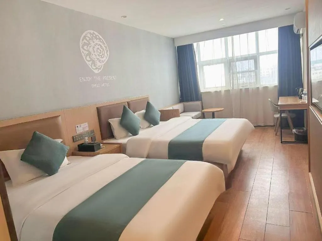 Bed in Shell Hotel Bozhou Lixin County Passenger Center