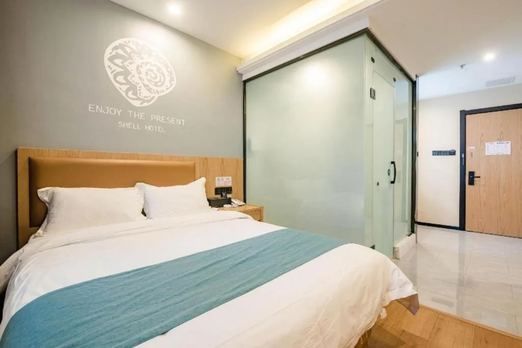 Bed in Shell Hotel Bozhou Lixin County Passenger Center
