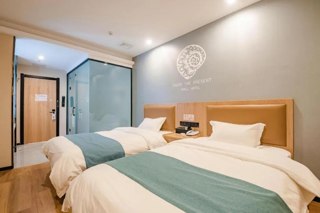 Bed in Shell Hotel Bozhou Lixin County Passenger Center