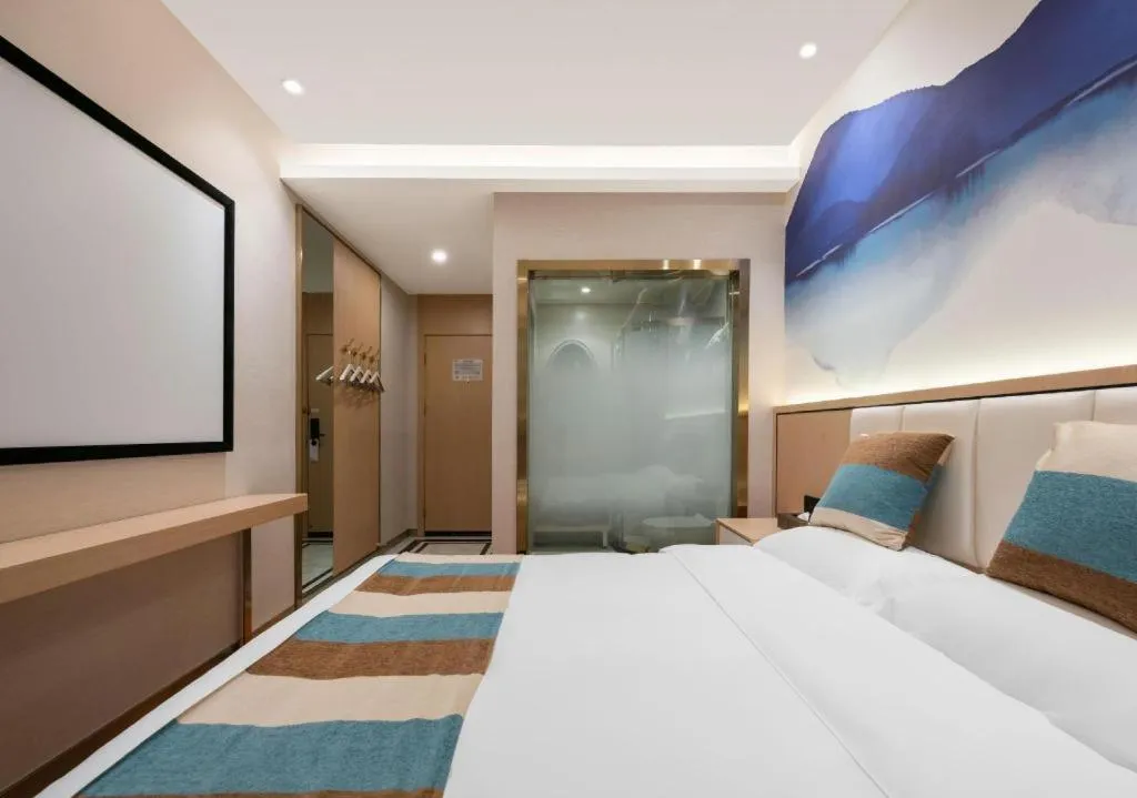 Bed in VX Hotel Beijing Daxing Wufutang Metro Station Zhongke Dianshanggu