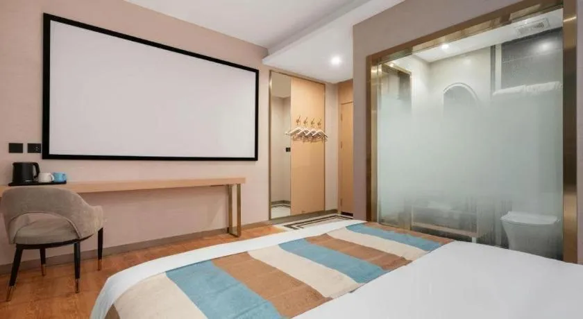 Bed in VX Hotel Beijing Daxing Wufutang Metro Station Zhongke Dianshanggu