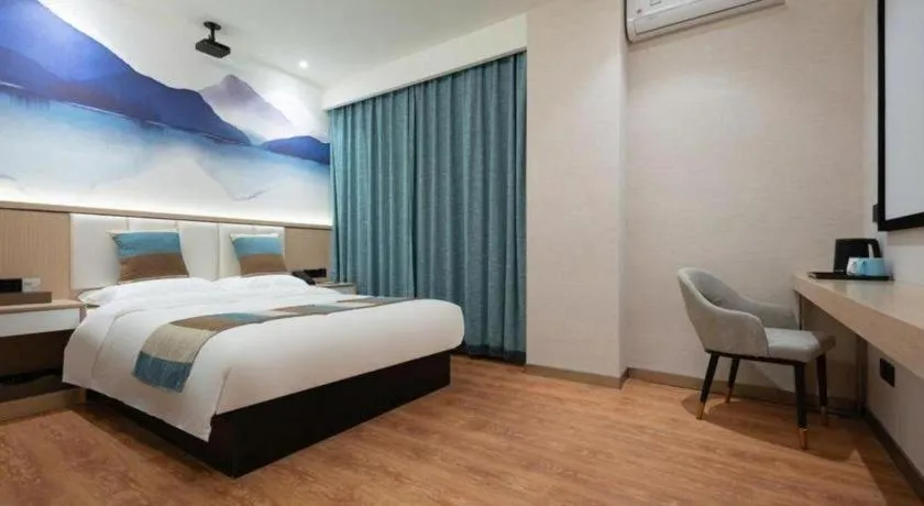 Bed in VX Hotel Beijing Daxing Wufutang Metro Station Zhongke Dianshanggu