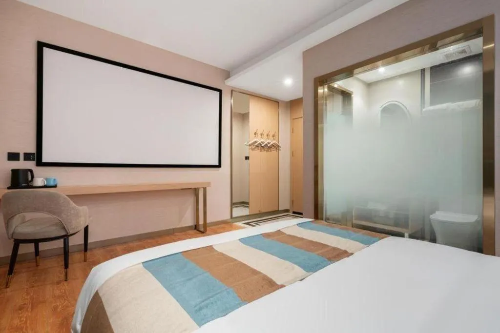 Bed in VX Hotel Beijing Daxing Wufutang Metro Station Zhongke Dianshanggu