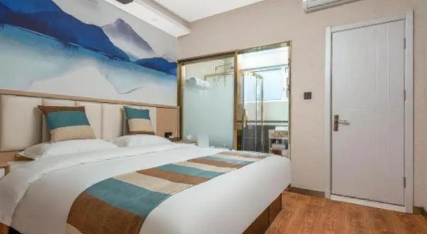 Bed in VX Hotel Beijing Daxing Wufutang Metro Station Zhongke Dianshanggu