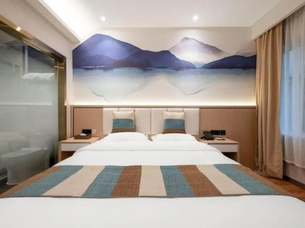 Bed in VX Hotel Beijing Daxing Wufutang Metro Station Zhongke Dianshanggu