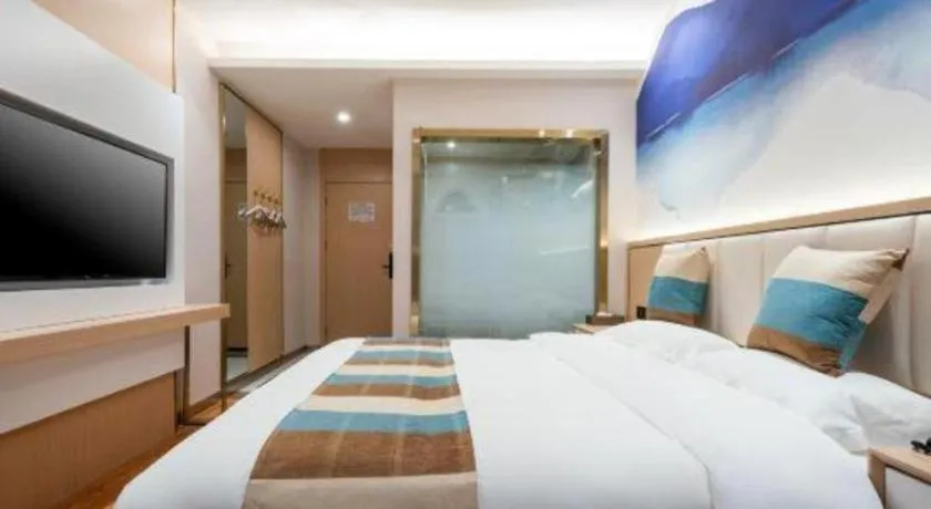 Bed in VX Hotel Beijing Daxing Wufutang Metro Station Zhongke Dianshanggu