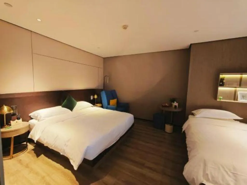 Bed in Echarm Plus Hotel Hangzhou Binjiang Xingguang Avenue