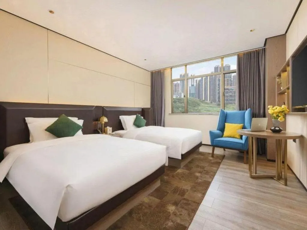 Bed in Echarm Plus Hotel Hangzhou Binjiang Xingguang Avenue