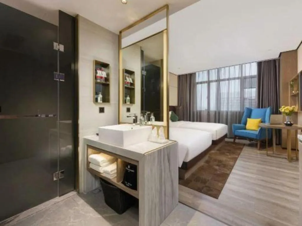 Bed in Echarm Plus Hotel Hangzhou Binjiang Xingguang Avenue