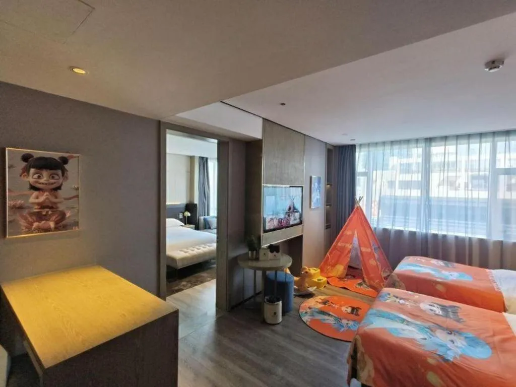 Bed in Echarm Plus Hotel Hangzhou Binjiang Xingguang Avenue
