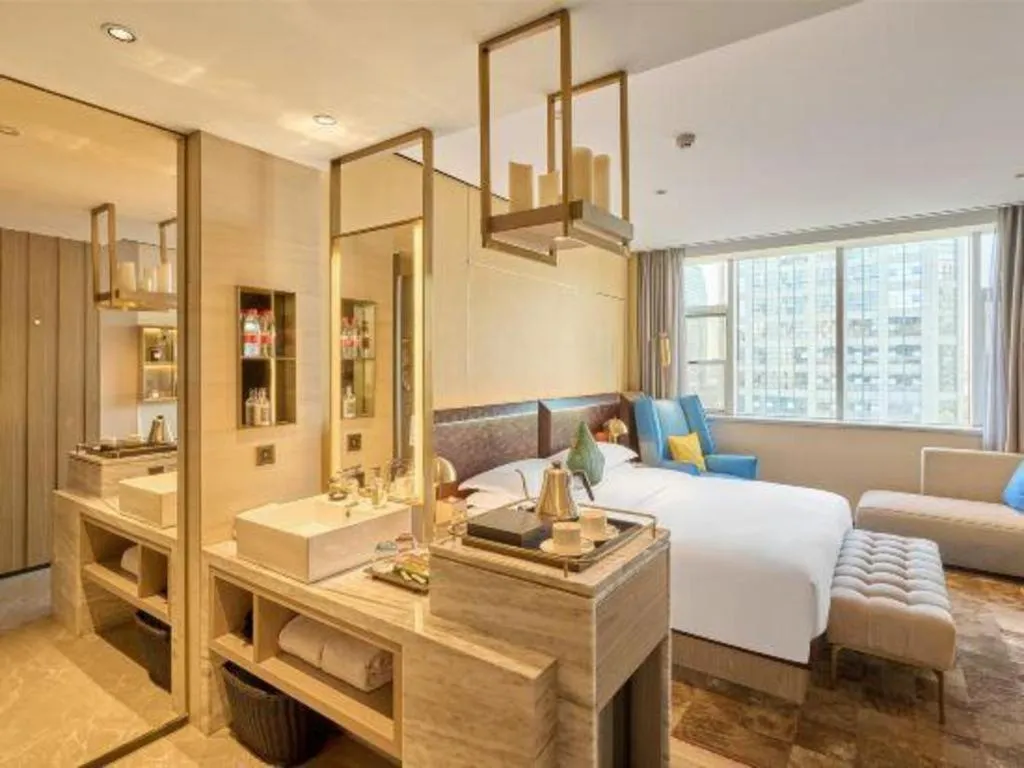 Bed in Echarm Plus Hotel Hangzhou Binjiang Xingguang Avenue