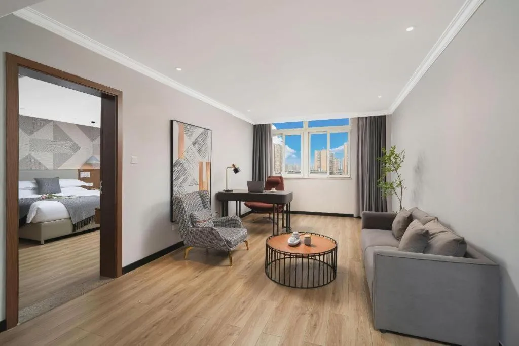 Bed in Borrman Hotel Chongqing Hechuan High-speed Railway Station District Government