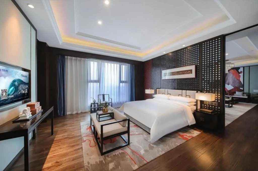 Bed in Venus Royal Hotel Ordos Yijinhuoluo Banner Olympic