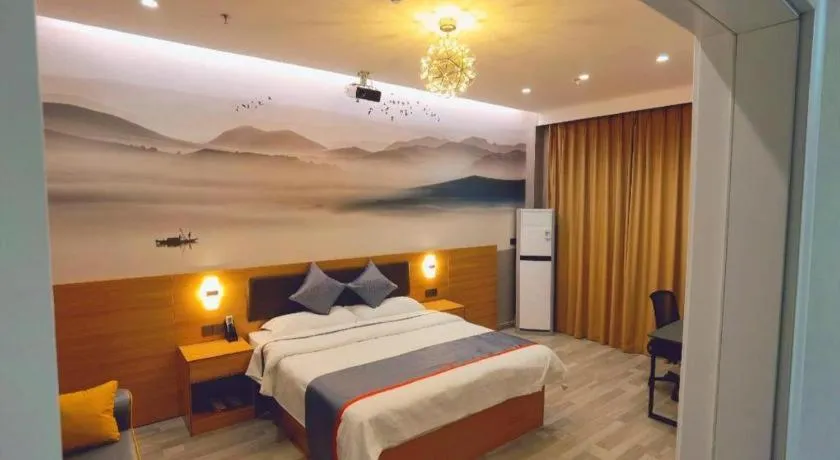 Bed in Jun Light Hotel Jiangxi Jiujiang Yongxiu County Dongyong Mall