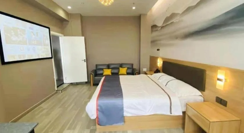 Bed in Jun Light Hotel Jiangxi Jiujiang Yongxiu County Dongyong Mall