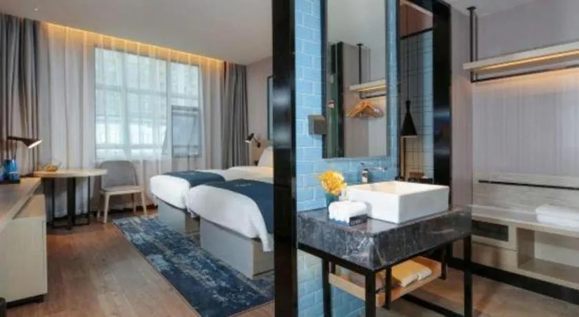 Bed in Echarm Hotel Chengdu Global Center Century City New Exhibition