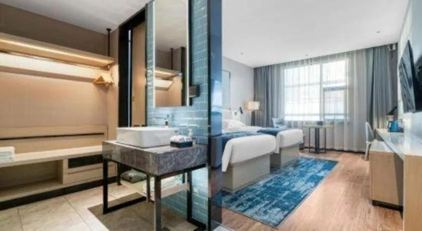 Bed in Echarm Hotel Chengdu Global Center Century City New Exhibition