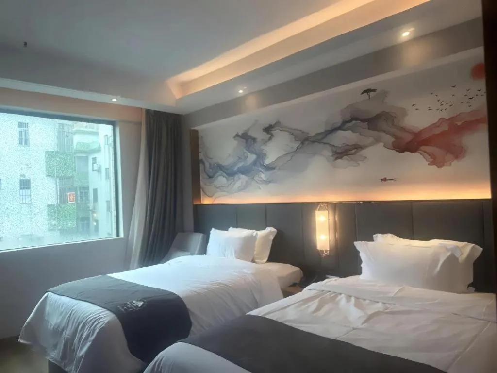 Bed in Gya Hotel Zhuhai International Airport New Town