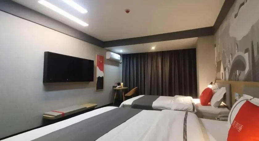 Bed in Thank Hotel Shanxi Lvliang Zhongyang County North Fengcheng Street