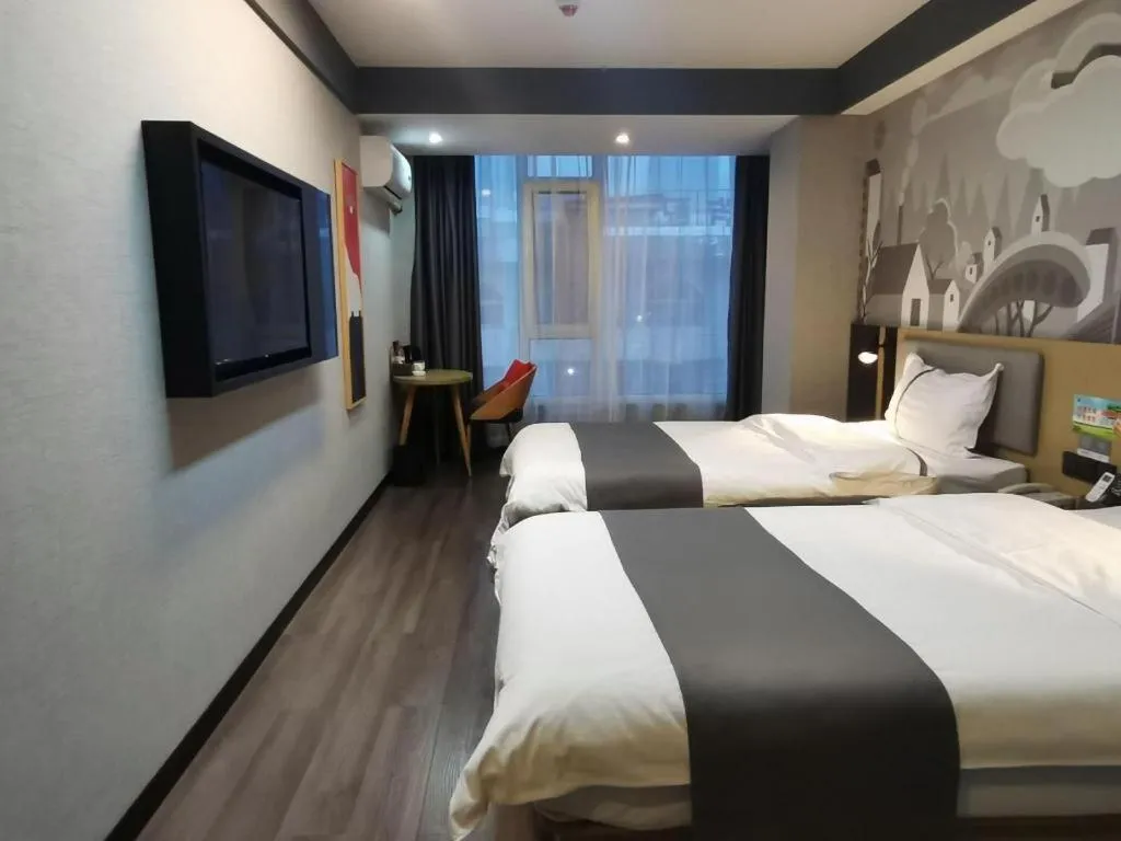 Bed in Thank Hotel Shanxi Lvliang Zhongyang County North Fengcheng Street