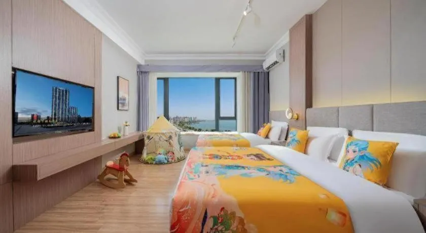 Bed in Poltton International Service Apartment Shanwei Urban District High-speed Railway Station