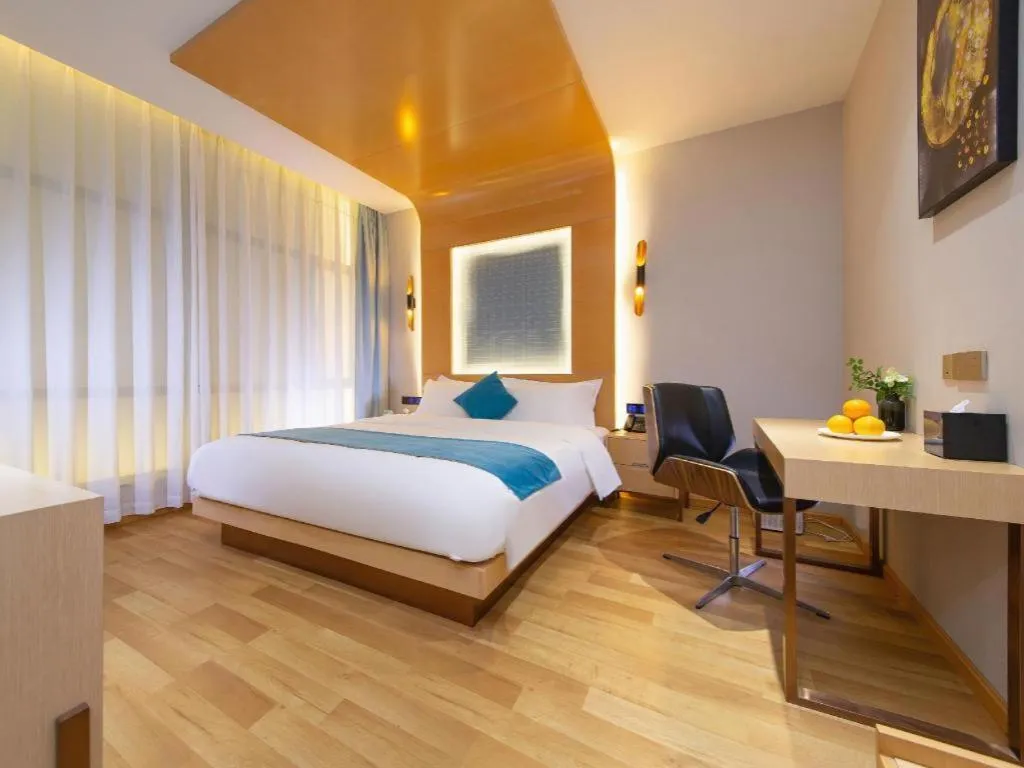 Bed in Echarm Hotel Wuhan Wusheng Road Metro Station Cade Square