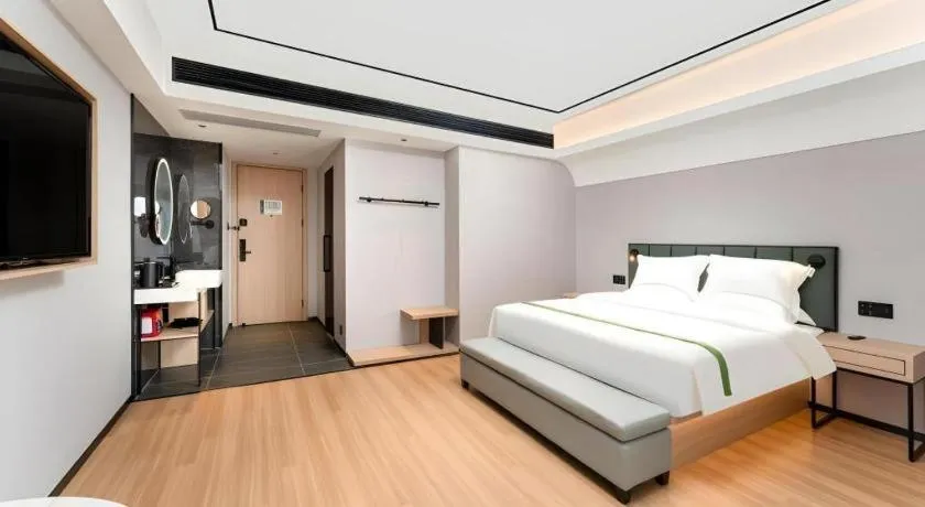 Bed in GreenTree Inn Jinan West Station Exhibition Center