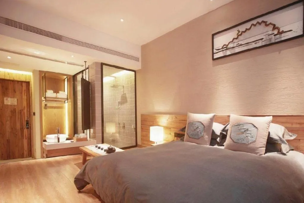 Bed in Yiqi Ecological Art Hotel Hangzhou Xixi Wetland Park Branch