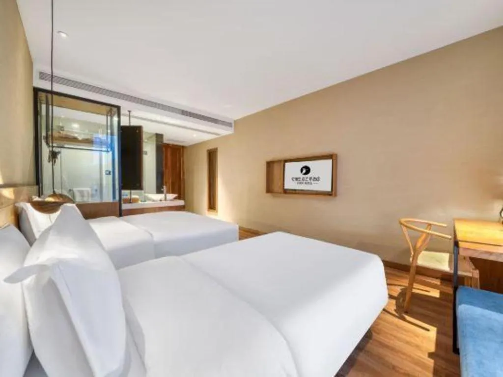 Bed in Yiqi Ecological Art Hotel Hangzhou Xixi Wetland Park Branch